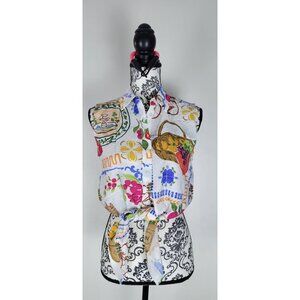 Rachel Zoe Gorgeous Graphic  Multi Patterned Print Button Up Blouse Size XS